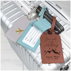 Wholesale Luxury Brown Gifts Faux Leather <strong>Suitcase</strong> Bag <strong>Tag</strong> Custom Print Travel Baggage Pu Leather Luggage <strong>Tags</strong> - Product Image 3