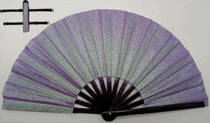 Éventail à main en tissu de bambou noir de 33 cm, motif côtelé, technique peinte, vente en gros, cadeau d'affaires, offre spéciale - Product Image 4