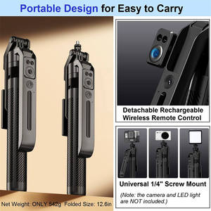 Trípode Selfie Stick Plegable de Aleación de Aluminio C12 de 1800mm con Luz de Relleno Compatible y Control Remoto Separado, Portátil y Gratuito - Product Image 4