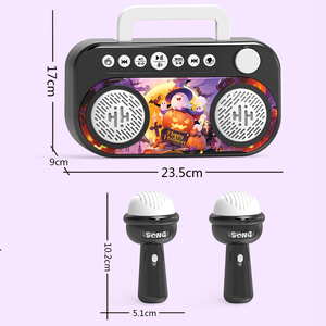Máquina de Karaoke de Plástico para Niños de Halloween, 2 Micrófonos, Portátil, Funciona con Batería, Altavoz, Luces LED, Cambiador de Voz, Música - Product Image 2