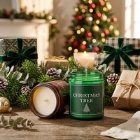 Coffret cadeau de bougies parfumées de Noël, pot en verre, cire de soja, décoration parfumée pour la maison, logo personnalisé