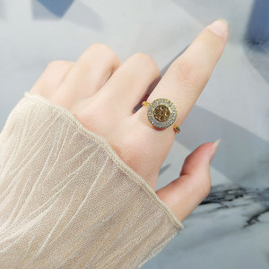 Vintage Micro Pave Zircon Geometric Anxiety <b>Spin</b> <b>Rings</b> Adjustable Copper Gold Plated Anti Nervousness Impatience Jewelry - Product Image 2