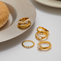 Bague quotidienne pour femme Gaovo, style européen-américain haut de gamme, en acier inoxydable plaqué or 18 carats, zircon, géométrique, inaltérable