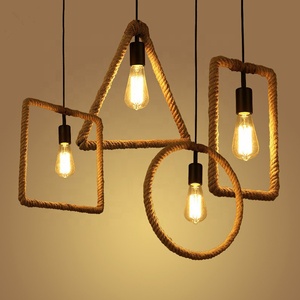 Retro cuerda de cáñamo, luz colgante E27 Loft decorativa rústica lámpara de - Product Image 1