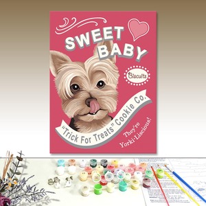 Peinture par numéros Sweet Baby Yorkie sur toile, motif animal de dessin animé, rectangle, fait main, DIY, décoration intérieure - Product Image 1