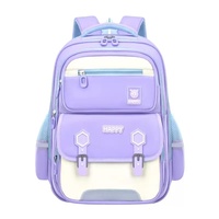 Sac à dos pour élèves du primaire (3e-6e année) en nylon Oxford, léger, grande capacité, avec fermeture éclair et double bretelle incurvée, design tendance