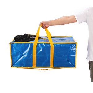 Heavy Duty Extra Large Recycled Blue PP Woven Handled Zipper <strong>Storage</strong> <strong>Bags</strong> with Letter Pattern - Product Image 2