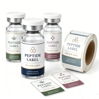 Autocollants personnalisés en vinyle découpé sur mesure pour flacons de peptides, étiquettes adhésives imperméables pour flacons en verre de 2 ml, 10 ml, 15 ml pour poudres de peptides de soin de la peau
