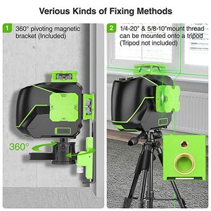 Nivel Láser <span class=keywords><strong>Huepar</strong></span> <span class=keywords><strong>S03CG</strong></span>-L de 360 Grados, Haz Verde 3D, Líneas Cruzadas Horizontales y Verticales Giratorias - Product Image 6