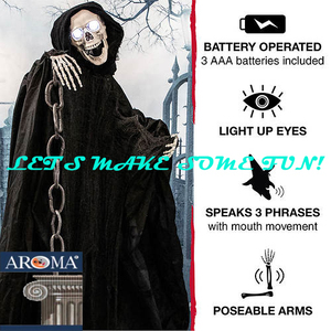 Halloween Animatronics Prop 5Ft Taille Réelle Parler Squelette Reaper Halloween Décoration pour Fête Décorations Murales Haunters - Product Image 6