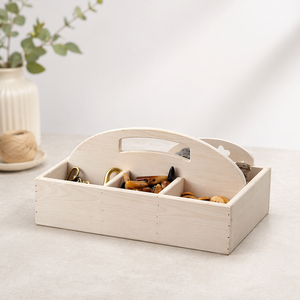 Panier <span class=keywords><strong>de</strong></span> récolte <span class=keywords><strong>en</strong></span> <span class=keywords><strong>bois</strong></span> personnalisé, non fini, avec poignée, pour le jardin, le transport <span class=keywords><strong>de</strong></span> desserts et le rangement artisanal - Product Image 1