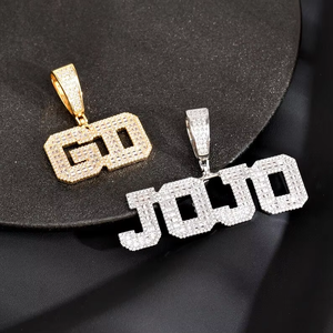 Personalized Name Pendant 925Silver Moissanite High Sparkle Iced Diamond-Look Letter <b>Necklace</b> Trendy Unisex Hip Hop Jewelry - Product Image 4