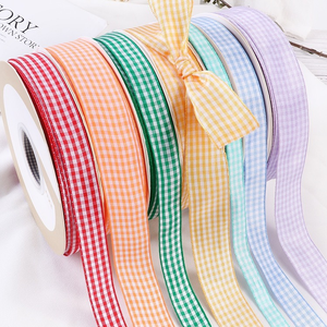 Barang Siap Kirim 23 Warna Tersedia Pita Poliester Kotak-kotak 38MM untuk Pembungkus Kado Aksesoris Pakaian - Product Image 4