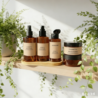 Set Kemasan Kosmetik Kosong Amber 50ml/100ml/150ml/200ml/280ml Botol Plastik Daur Ulang dengan Pompa Semprot dan Sablon untuk Sampo