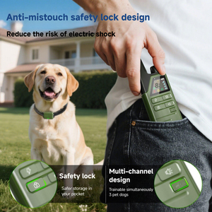 Système de dressage de chien à distance JZ étanche et rechargeable 99 niveaux de vibration longue durée de vie de la batterie 3 canaux grand contrôleur LCD - Product Image 4