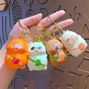 Moda dibujos animados me asustó llavero de silicona descompresión soplar burbujas colgante bolsa para parejas pequeño colgante regalo llavero - Product Image 1