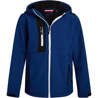 Fabrik OEM ODM Hochwertige Maßgefertigte Kinder-Softshell-Jacken PU Vintage Stehkragen Wasserdicht Ohne Kapuze für Winter Vorderseitig