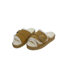Mules confortables pour femmes avec boucle en cuir véritable, doublure en peluche chaude, respirantes, semelle antidérapante en TPR/EVA, motif ethnique, tendance hiver