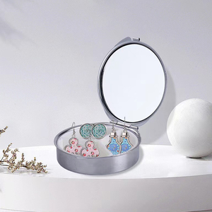 Caja de joyería de Metal personalizada, caja de píldoras de bolsillo de viaje de forma redonda, de sublimación, DIY - Product Image 5