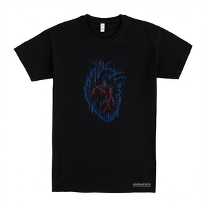 T-Shirt Unisex con Stampa Grafica Cuore Nero, Girocollo, Manica Corta, per Adulti, Stampa Digitale Promozionale - Product Image 2