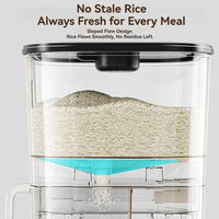 Distributeur de riz et de céréales de luxe moderne en plastique PP de 5 à 11 kg avec conteneur de stockage automatique polyvalent
