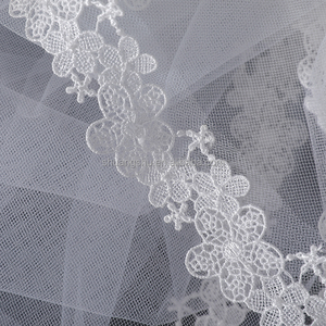 Voile de mariée en dentelle brodée à la main, deux couches, blanc, voiles de mariée en gaze pour femmes - Product Image 5