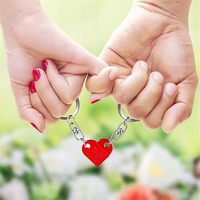 Porte-clés Cœur en Acrylique Mignon, Blocs de Construction en Briques, Lot de 2 Pièces pour Couples, Breloques d'Amour DIY, Cadeau pour Petit Ami et Petite Amie