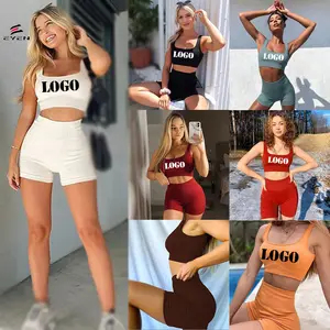 Conyson yeni tasarım yaz eşofman şerit yüksek kalite Loungewear egzersiz Jogger spor kıyafet kadınlar için kısa setleri