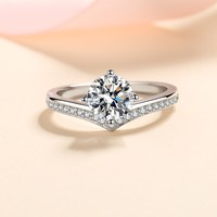 Bague en argent sterling 925 avec moissanite, taille brillant rond, style bypass, pour femme, vente en gros