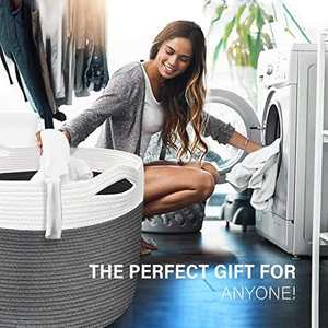 Decken korb Wohnzimmer, extra großer Aufbewahrung skorb Gewebter Baumwoll seil Wäsche korb <span class=keywords><strong>XXXL</strong></span> für Kinderspiel zeugs chuhe - Product Image 6