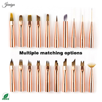 Ensemble de pinceaux à ongles professionnels en métal détachable, 7 pièces, sélectionnable parmi 20 têtes de pinceau, ovale, plat, ombré, liner