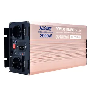 Inverter gelombang sinus murni UPS 2000w, peralatan rumah tangga Inverter Dc 12v ke Ac 220v 1000w 1500w 3000w dengan pengisi daya