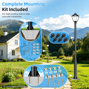 Lampadaire solaire extérieur de 3 mètres de haut avec ancrages en acier inclus pour patio, cour arrière et parking - Product Image 3