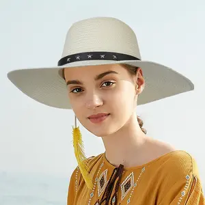 여성 여름 파나마 밀짚 모자 고품질 와이드 챙 플로피 원피스 파나마 밀짚 모자