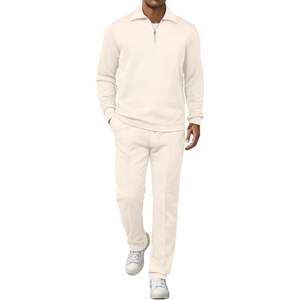 Conjuntos de 2 piezas cómodos personalizados para hombre, polo con cremallera de cuarto y pantalones de chándal, conjuntos de Jacquard para invierno - Product Image 2