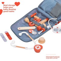 Juego de Juguetes de Imitación Montessori de Fabricante Directo, Juego de Médico de Madera de Haya Roja Sólida para Niños, Divertido Juego de Roles para Niños