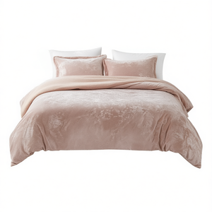 Ensemble de couette réversible Super King/King Size en velours froissé et sherpa, motif floral en coton tissé, style uni pour la maison - Product Image 1