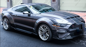 Vente chaude, kit carrosserie de haute qualité, élargisseurs d'ailes en ABS, jupes latérales larges noires pour Mustang 18-22 GT3 - Product Image 5
