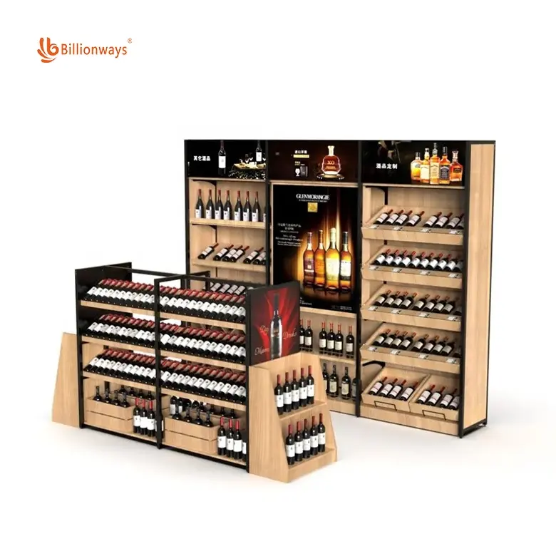 スーパーマーケットのタバコとアルコールの棚モダンでシンプルなワインキャビネットディスプレイシェルフ商業用多機能ワインシェルフディスプレイ