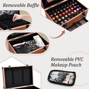 Chariot de maquillage professionnel en aluminium, organiseur de cosmétiques, chariot pour esthéticiennes, coiffeuses, artistes ongulaires, valise à roulettes - Product Image 3