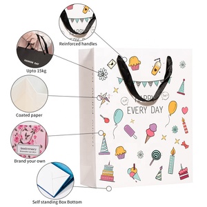 Großhandel Plain Printed Paper Handle Geschenkt üten mit Logo Surplus Wrapping Papiertüte Lot Griffe - Product Image 2