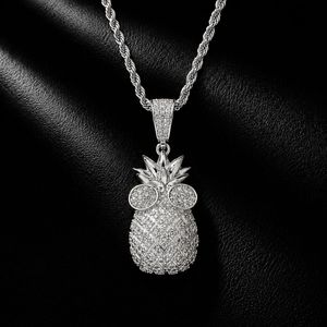 Oferta Especial: Collar de Hombre Hip Hop con Colgante de Piña de Dibujos Animados de Latón y Circones, con Gafas y Efecto Iced Out, Joyería Urbana al por Mayor - Product Image 3