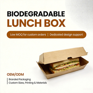 Emballage alimentaire rapide personnalisé et recyclable en papier kraft, boîte à clapet auto-élevante jetable avec poignée pour hamburgers, hot-dogs et nouilles - Product Image 4