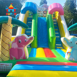 Tobogán Inflable Doble con Diseño de Animales de la Selva Tropical (Elefante, <span class=keywords><strong>León</strong></span>, Cebra) para Fiestas y Alquiler Comercial - Product Image 4