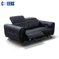 MANWA HCHEERS 3-teiliges Leder-Relaxsofa-Set Wohnzimmer Schwarz Premium 3+2+1 Doppelmotor Elektrisches Couch-Set Möbel