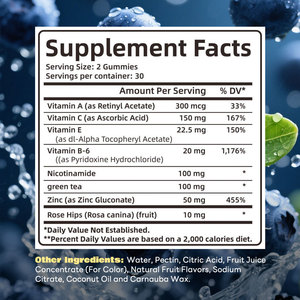 Fairir Zinc gummies สำหรับสิวสูตรขั้นสูงอาหารเสริมดูแลสุขภาพผิวด้วยสังกะสีสำหรับล้างภูมิคุ้มกันของผิวรองรับ60 Gummies - Product Image 2