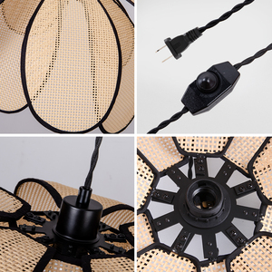 Lámparas Colgantes de Ratán Tejido Estilo del Sudeste Asiático, Iluminación Artística Hecha a Mano - Product Image 3