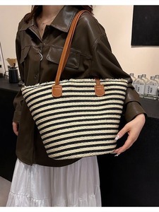 Spring Straw Craft Zip Foldable Waterproof Single Shoulder <b>Large</b> Size 3L+ <b>Pillow</b> Shape Polyester Handbag Tanjing - Product Image 6