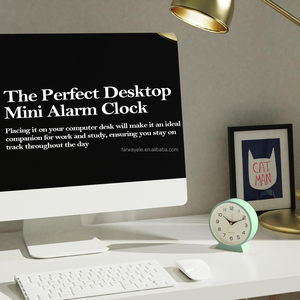 <span class=keywords><strong>Réveil</strong></span> analogique de 4,5 pouces, petite horloge de bureau rétro fonctionnant sur piles, horloge de table en métal silencieuse avec lumière pour la décoration du salon - Product Image 2