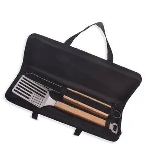 bbq spatula and tongs set with nylon carry bag